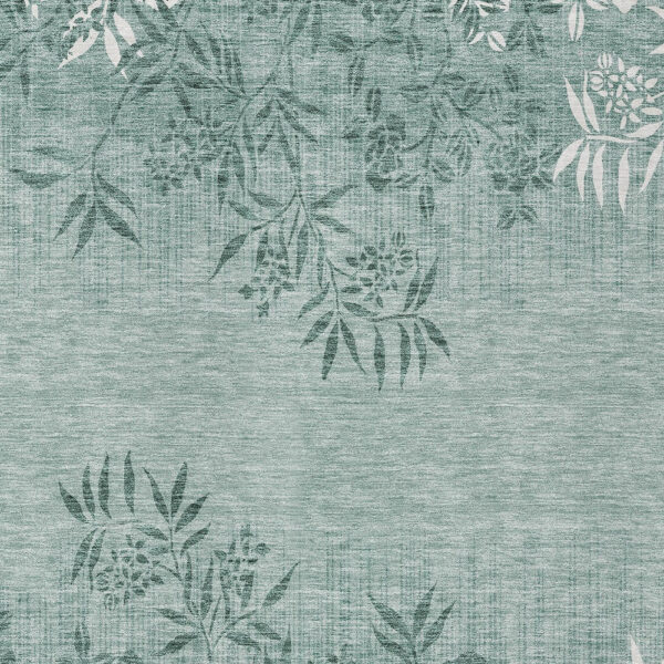 10' X 14' Sage Fern Green And Ivory Floral Washable Indoor Outdoor Area Rug