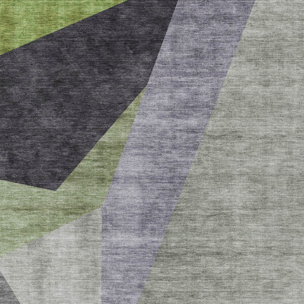 10' X 14' Sage Green And Charcoal Abstract Washable Indoor Outdoor Area Rug