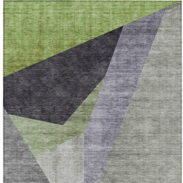 10' X 14' Sage Green And Charcoal Abstract Washable Indoor Outdoor Area Rug
