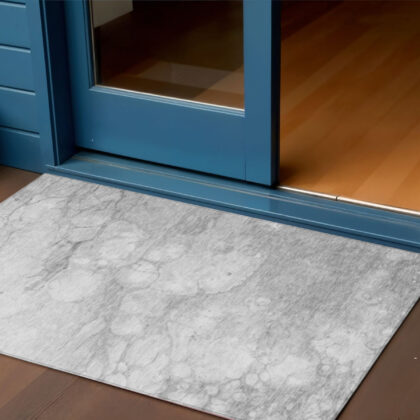 3' X 5' Silver Gray And Ivory Abstract Washable Indoor Outdoor Area Rug