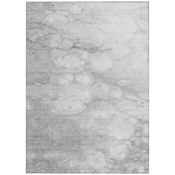 3' X 5' Silver Gray And Ivory Abstract Washable Indoor Outdoor Area Rug