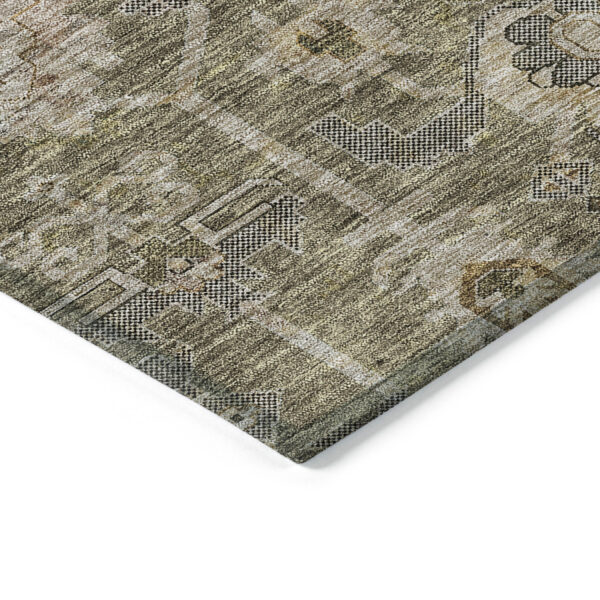 5' X 8' Brown Gray And Charcoal Oriental Washable Indoor Outdoor Area Rug