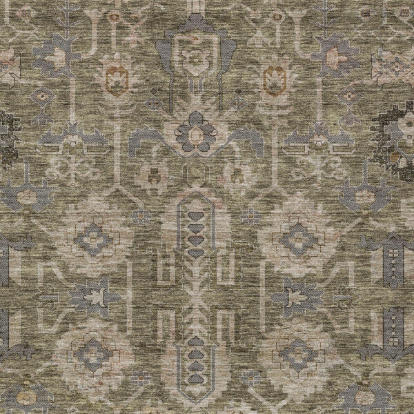 5' X 8' Brown Gray And Charcoal Oriental Washable Indoor Outdoor Area Rug