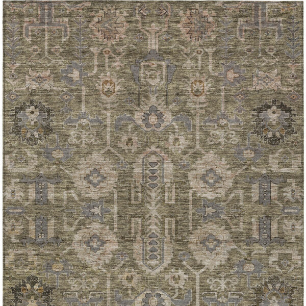 5' X 8' Brown Gray And Charcoal Oriental Washable Indoor Outdoor Area Rug