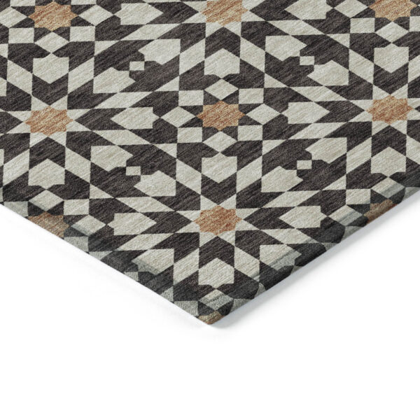 10' X 14' Charcoal Silver And Copper Floral Medallion Washable Indoor Outdoor Area Rug