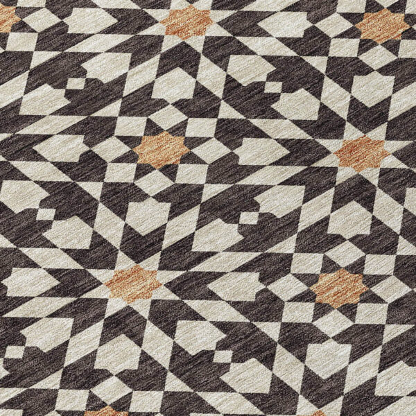 10' X 14' Charcoal Silver And Copper Floral Medallion Washable Indoor Outdoor Area Rug
