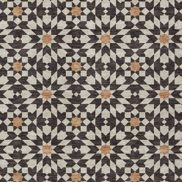 10' X 14' Charcoal Silver And Copper Floral Medallion Washable Indoor Outdoor Area Rug