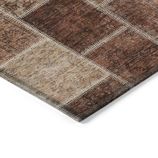9' X 12' Orange Copper And Beige Patchwork Washable Indoor Outdoor Area Rug