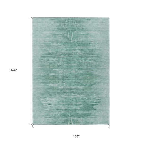9' X 12' Aqua And Teal Blue Abstract Washable Indoor Outdoor Area Rug