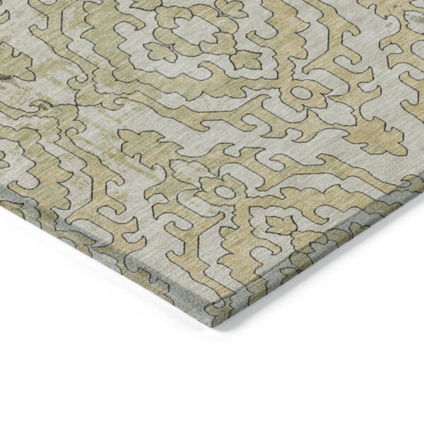 8' X 10' Artichoke Green And Beige Medallion Washable Indoor Outdoor Area Rug