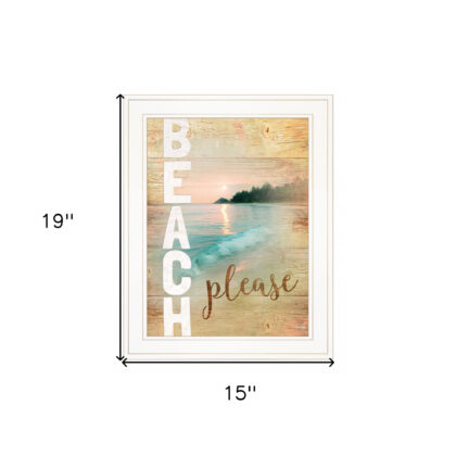 Beach Please 1 White Framed Print Wall Art
