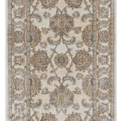 8' Brown and Ivory Oriental Power Loom Distressed Runner Rug