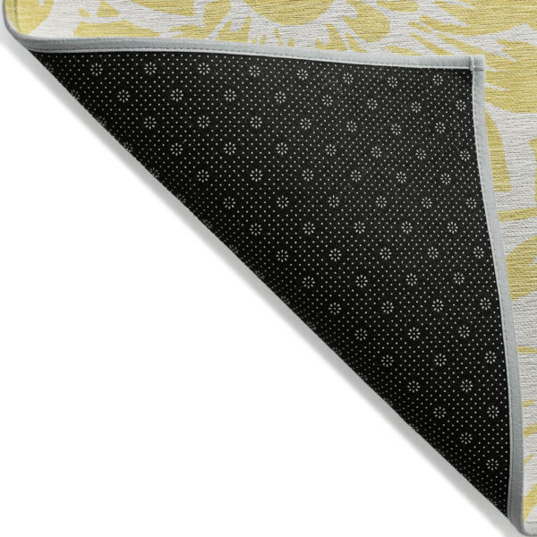 2' X 8' Yellow and Ivory Floral Washable Non Skid Indoor Outdoor Runner Rug
