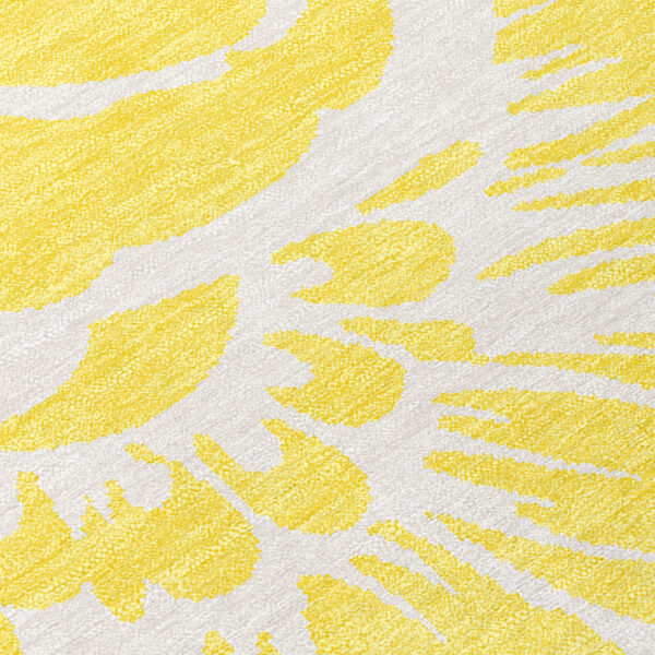2' X 8' Yellow and Ivory Floral Washable Non Skid Indoor Outdoor Runner Rug
