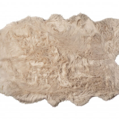 4' X 6' Taupe Faux Fur Washable Non Skid Area Rug