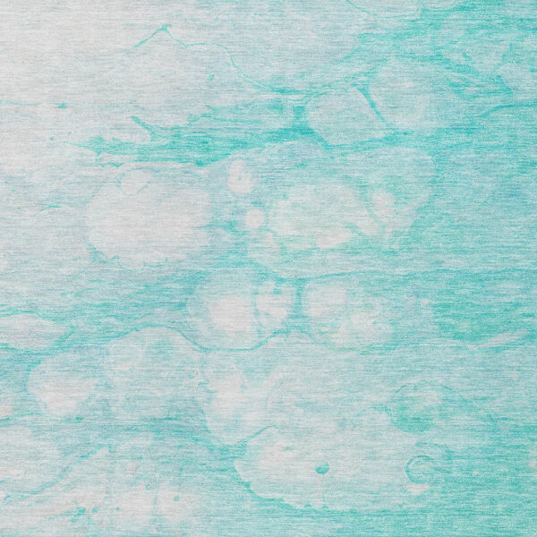 10' X 14' Aqua Ivory And Teal Blue Abstract Washable Indoor Outdoor Area Rug