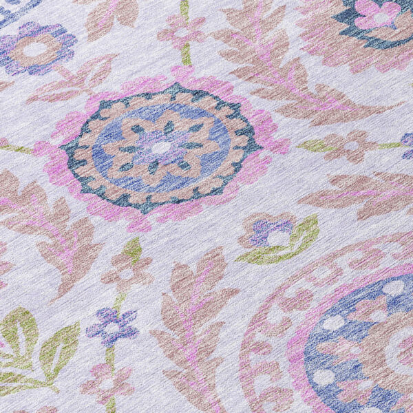 3' X 5' Blush Lavender And Purple Floral Washable Indoor Outdoor Area Rug