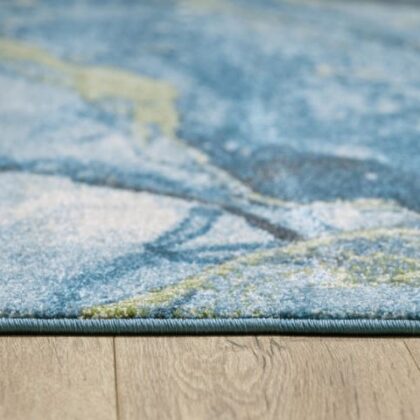 5' X 8' Teal Blue Abstract Dhurrie Area Rug
