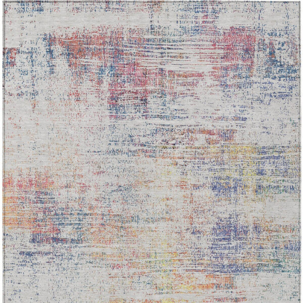 3' X 5' Ivory Orange And Blush Abstract Washable Indoor Outdoor Area Rug