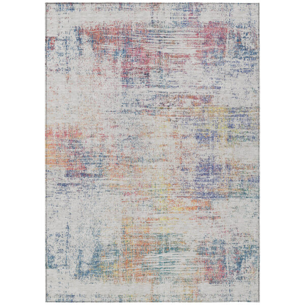 3' X 5' Ivory Orange And Blush Abstract Washable Indoor Outdoor Area Rug