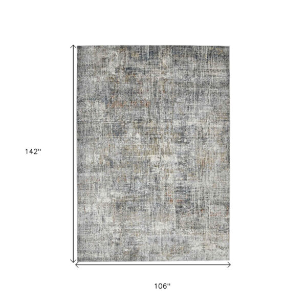9' x 12' Gray and Orange Abstract Power Loom Area Rug
