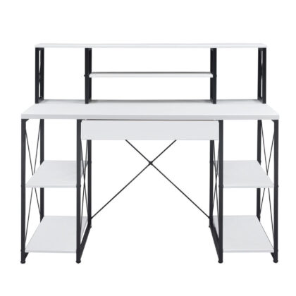 47" White and Black Computer Desk