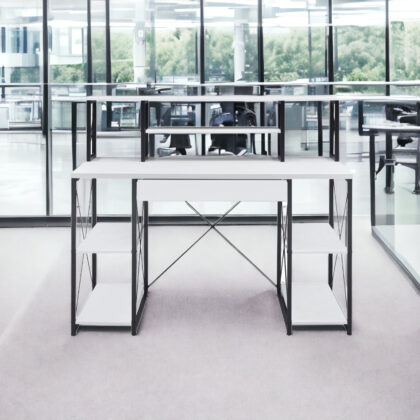 47" White and Black Computer Desk