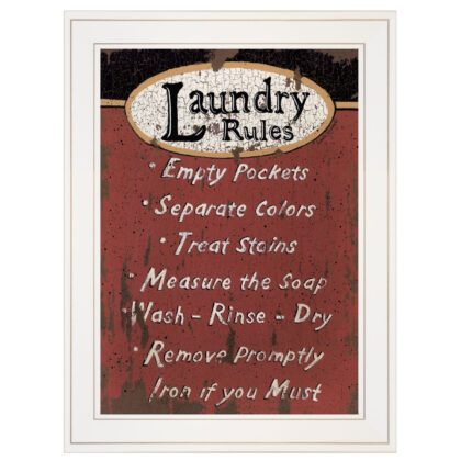 Laundry Rules 3 White Framed Print Laundry Wall Art