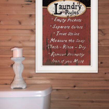 Laundry Rules 3 White Framed Print Laundry Wall Art