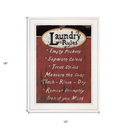 Laundry Rules 3 White Framed Print Laundry Wall Art