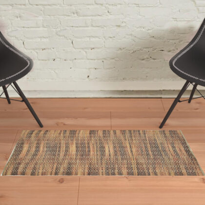 2' x 3' Brown and Red Geometric Flatweave Handmade Area Rug