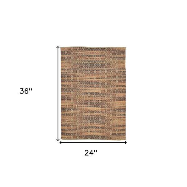 2' x 3' Brown and Red Geometric Flatweave Handmade Area Rug
