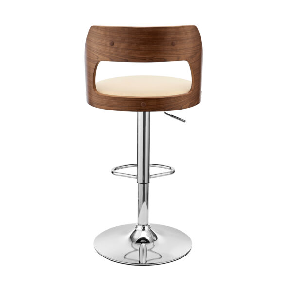 25" Cream And Silver Iron Swivel Adjustable Height Bar Chair