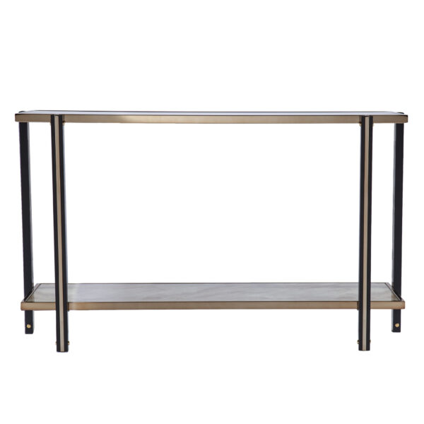 50" Smoky Black and Champagne Mirrored Glass Console Table With Shelf