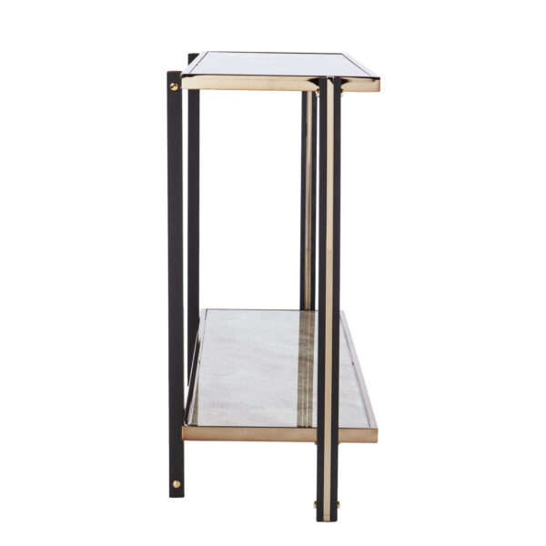 50" Smoky Black and Champagne Mirrored Glass Console Table With Shelf