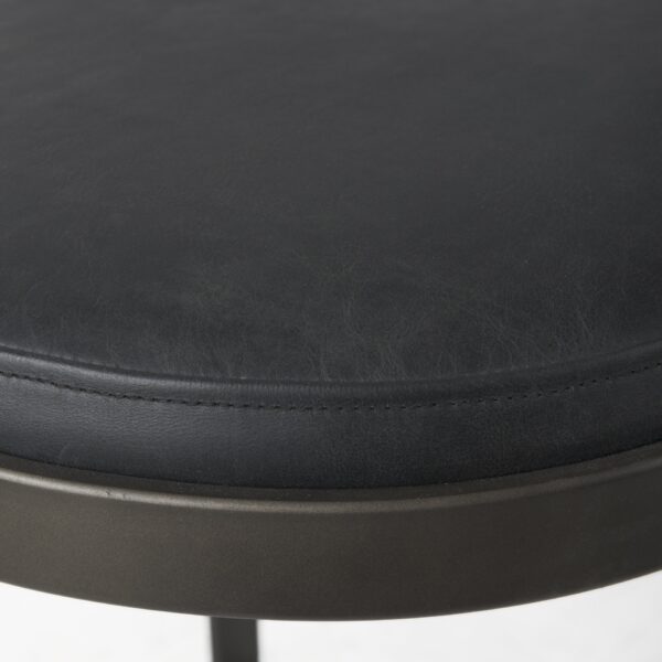 29" Black Faux Leather and Metal Backless Bar Chair
