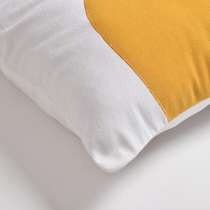 18" X 18" White and Gold Boho Cotton Pillow Cover With Embroidery