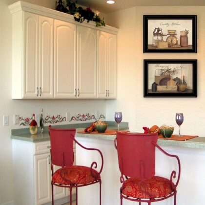 Set Of Two Country Kitchen Blessings Black Framed Print Wall Art