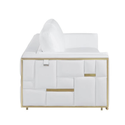 73" White And Silver Metallic Leather Loveseat