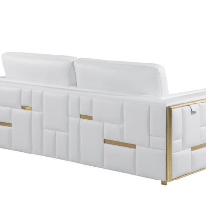 73" White And Silver Metallic Leather Loveseat