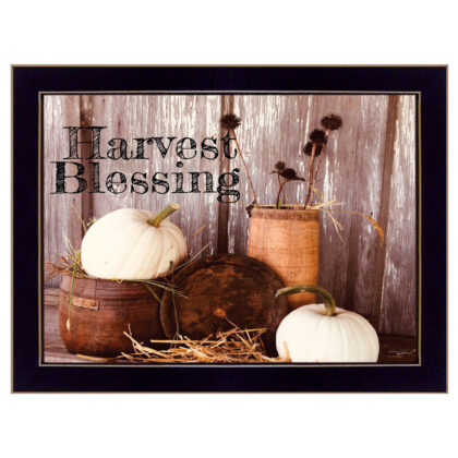 Harvest Blessings 3 Black Framed Print Kitchen Wall Art