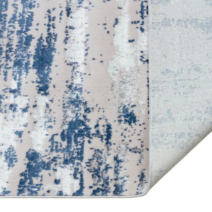 8' x 11' Navy Blue Abstract Washable Non Skid Area Rug