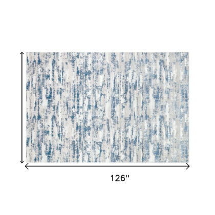 8' x 11' Navy Blue Abstract Washable Non Skid Area Rug