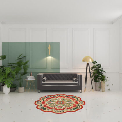 6' X 6' Orange Round Wool Floral Hand Tufted Area Rug