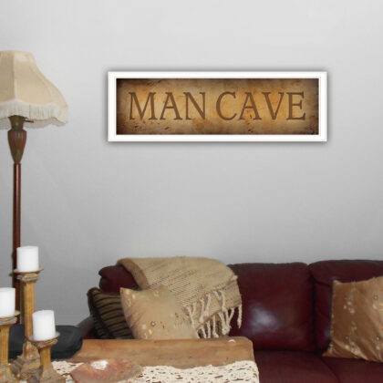 Man Cave 3 White Framed Print Wall Art