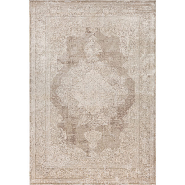 2' x 3' Beige and Ivory Medallion Area Rug