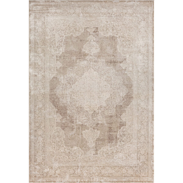 2' x 3' Beige and Ivory Medallion Area Rug
