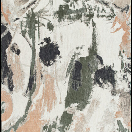 7' x 9' Gray and Orange Abstract Non Skid Area Rug