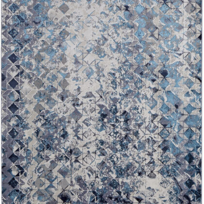 2' x 3' Blue and Ivory Abstract Power Loom Distressed Area Rug