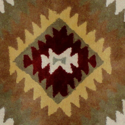 5' x 8' Ivory and Black Southwestern Hand Tufted Non Skid Area Rug
